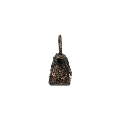 Borsa Hourglass Xs Ricamata Con Catena da Donna in Nero