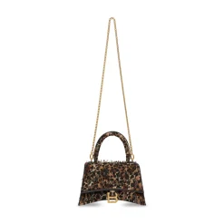 Borsa Hourglass Xs Ricamata Con Catena da Donna in Nero