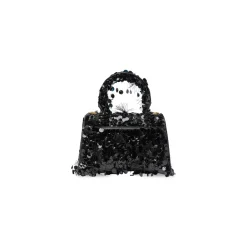 Borsa Hourglass Xs Ricamata Con Catena da Donna in Nero
