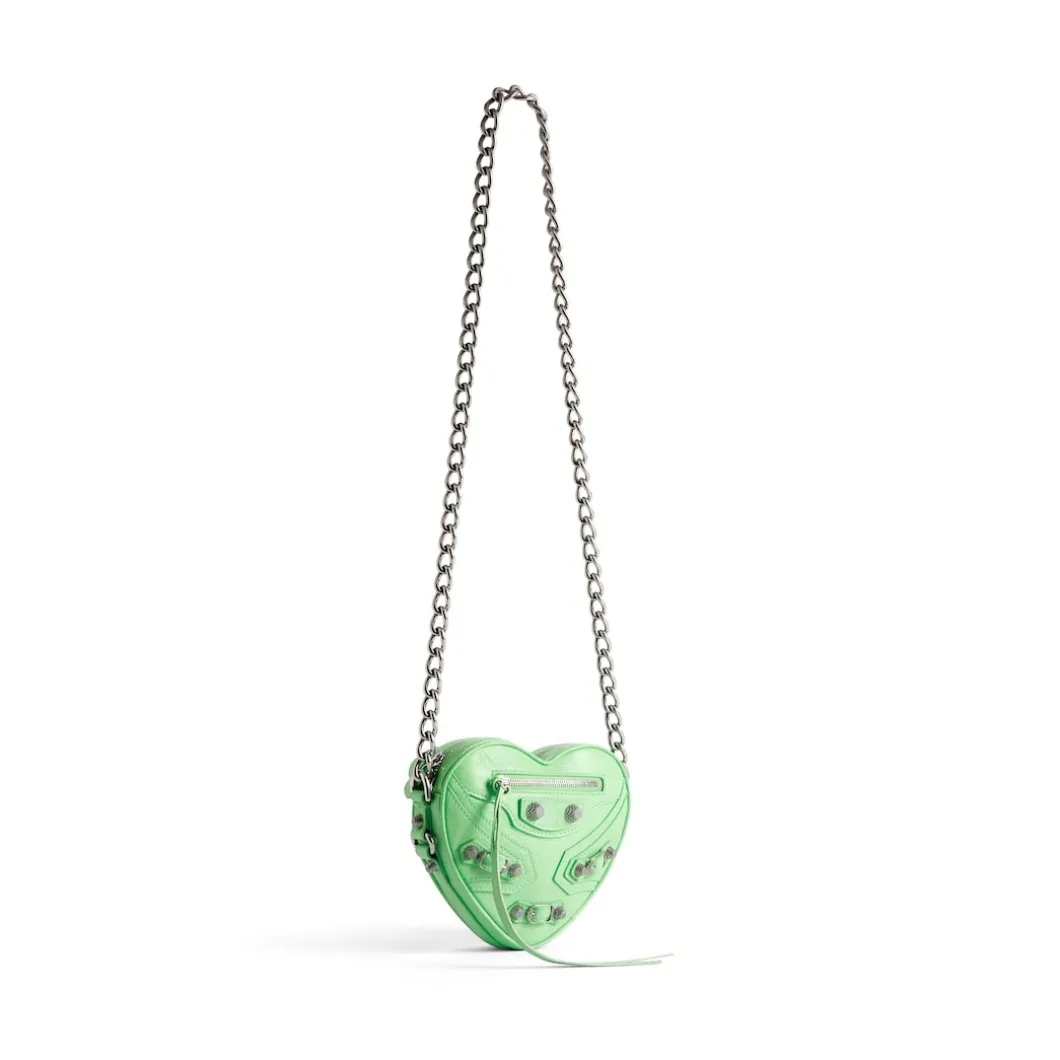 Borsa Le Cagole Heart Mini da Donna in Verde Chiaro