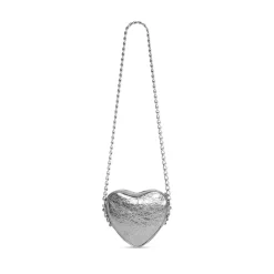Borsa Le Cagole Heart Mini Metallizzata da Donna in Argento
