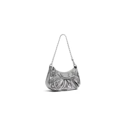 Borsa Le Cagole Mini Con Catena Metallizzato da Donna in Argento