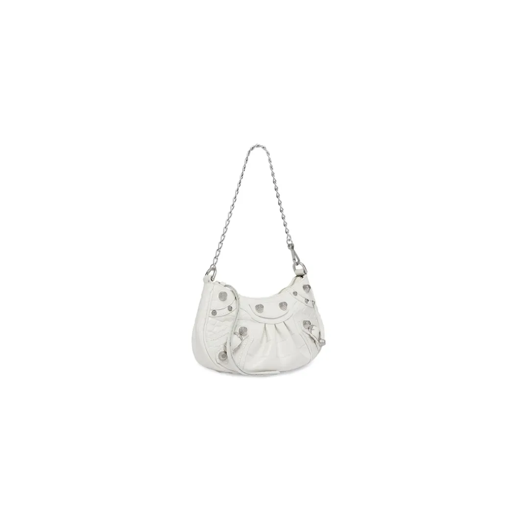 Borsa Le Cagole Mini Con Catena Con Lavorazione Coccodrillo da Donna in Bianco