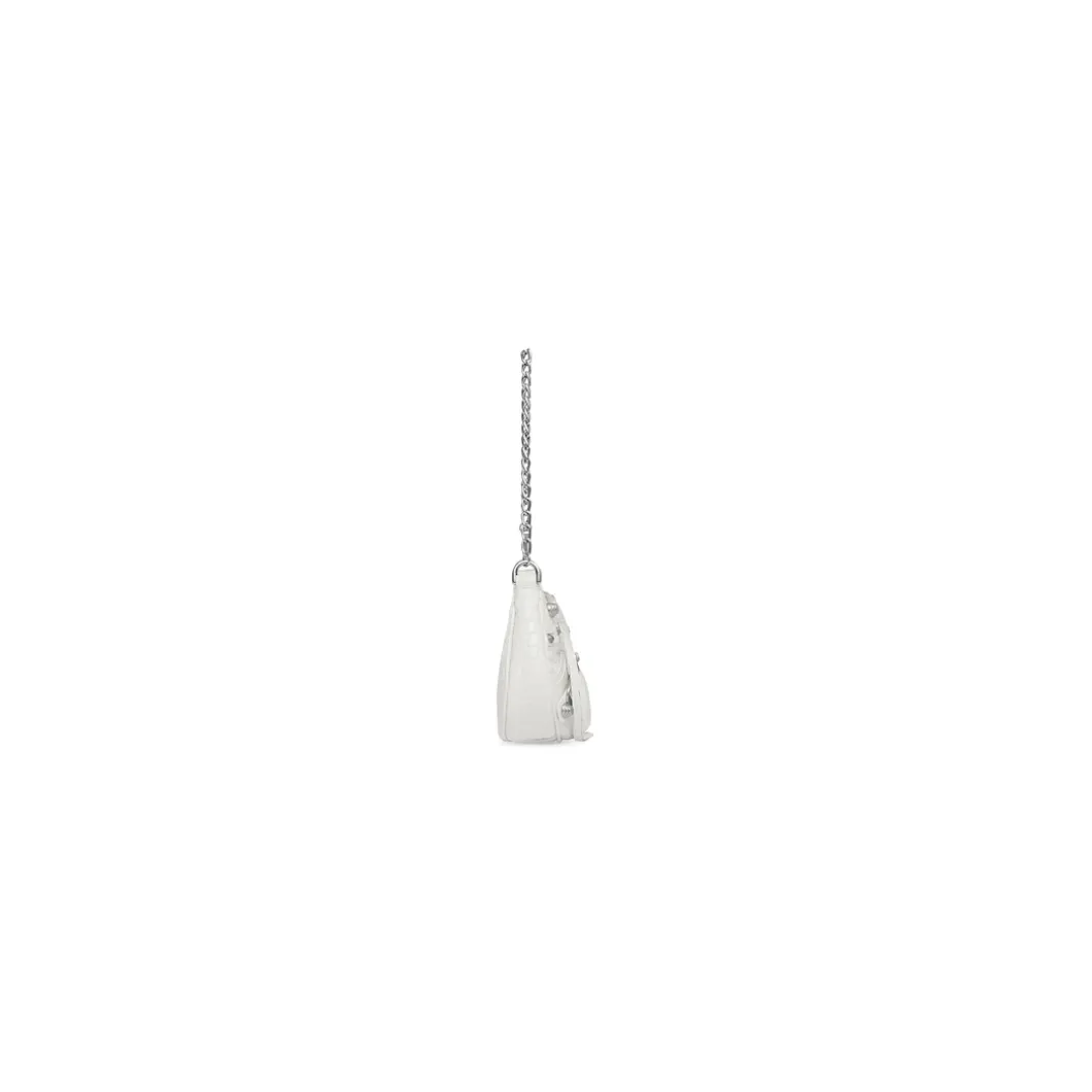 Borsa Le Cagole Mini Con Catena Con Lavorazione Coccodrillo da Donna in Bianco