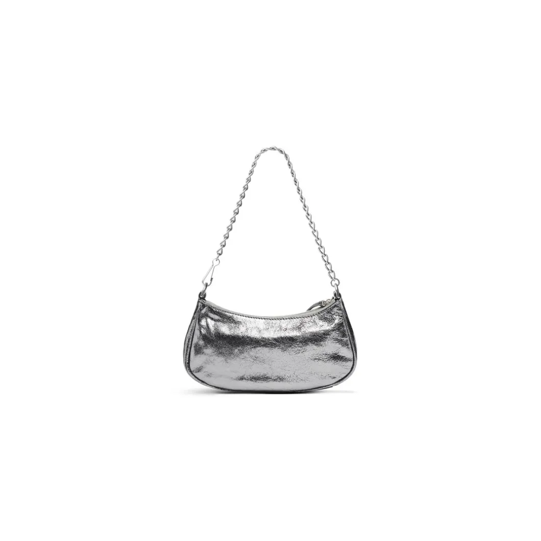 Borsa Le Cagole Mini Con Catena Metallizzato da Donna in Argento
