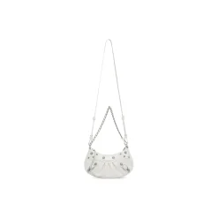 Borsa Le Cagole Mini Con Catena Con Lavorazione Coccodrillo da Donna in Bianco