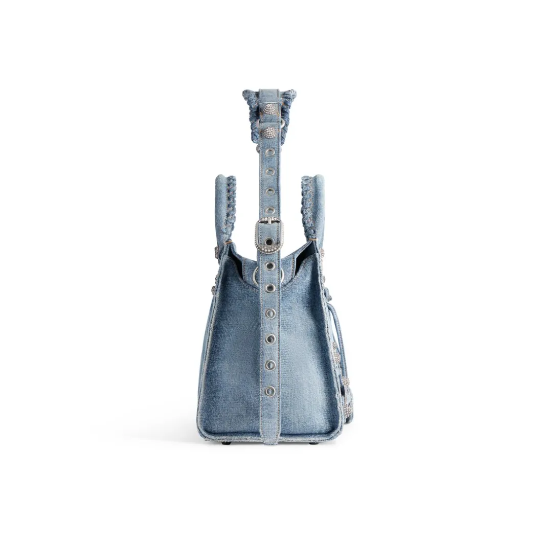Borsa Neo Cagole City In Denim Con Strass da Donna in Blu