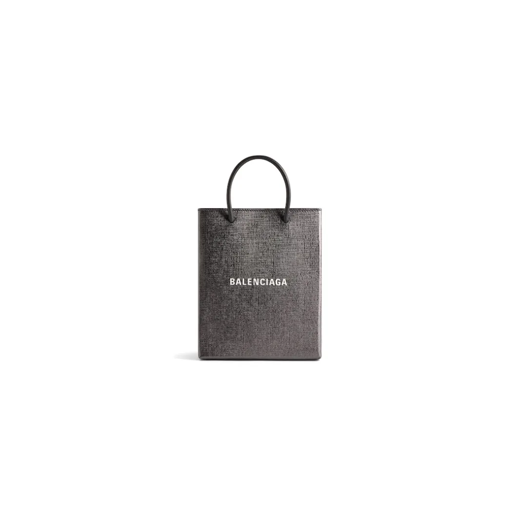 Borsa Shopping Grande Metallizzata da Donna in Grigio Metallizzato