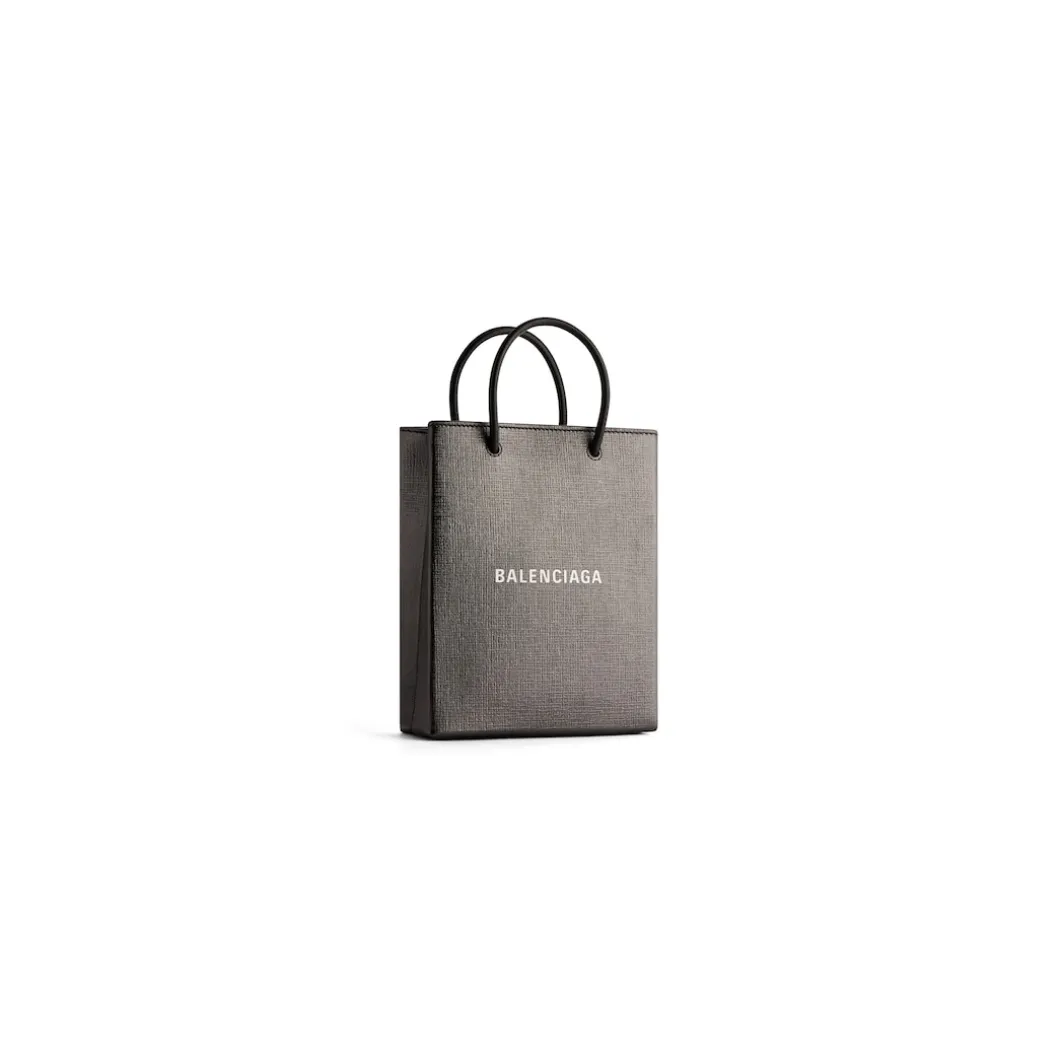 Borsa Shopping Grande Metallizzata da Donna in Grigio Metallizzato