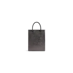 Borsa Shopping Grande Metallizzata da Donna in Grigio Metallizzato