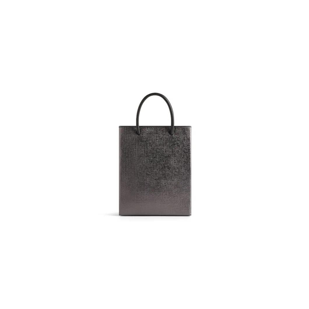 Borsa Shopping Grande Metallizzata da Donna in Grigio Metallizzato