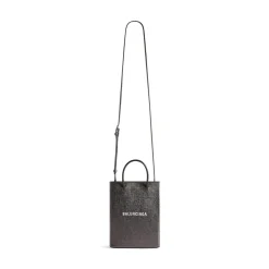 Borsa Shopping Grande Metallizzata da Donna in Grigio Metallizzato