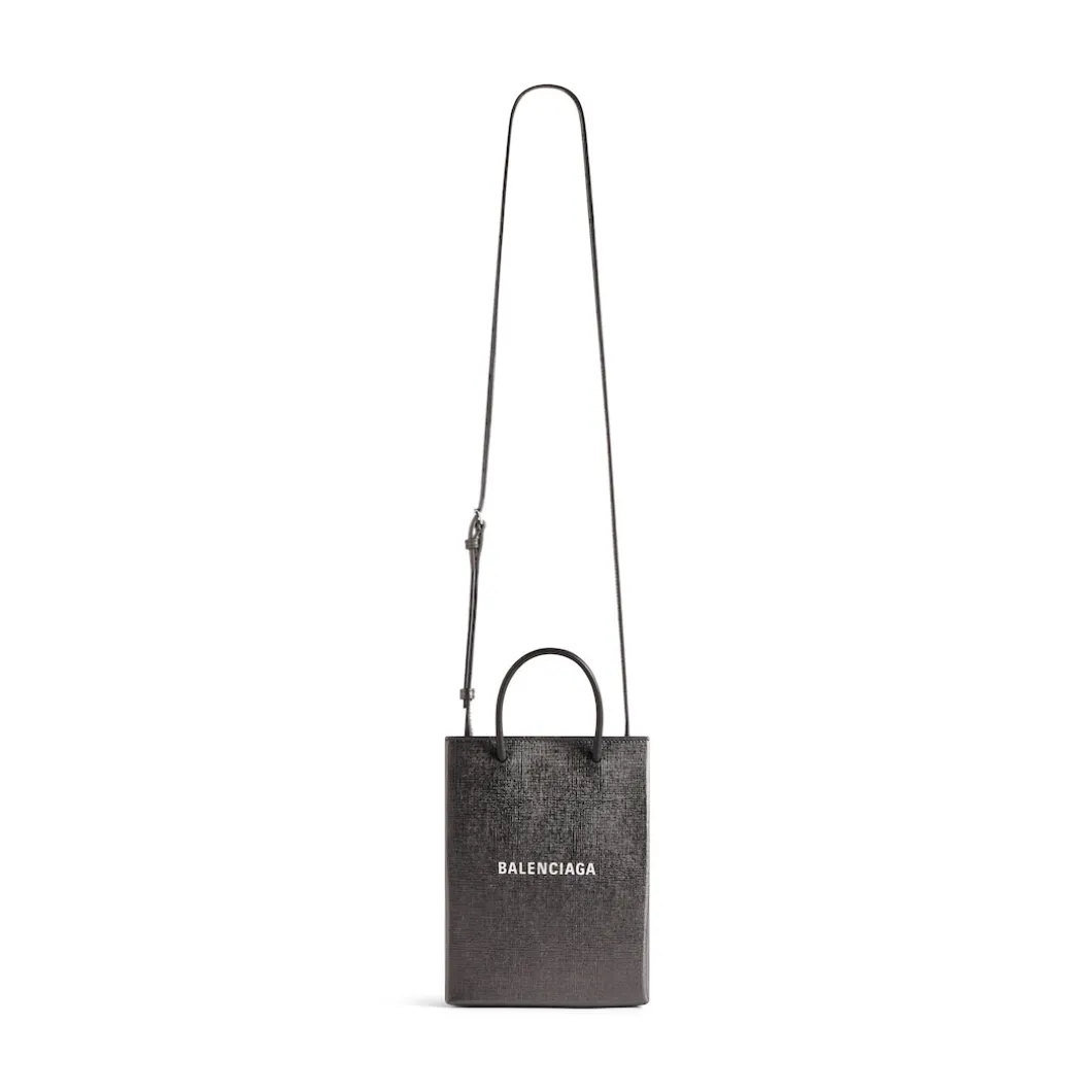 Borsa Shopping Grande Metallizzata da Donna in Grigio Metallizzato