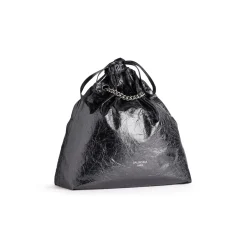 Borsa Tote Crush Media Metallizzata da Donna in Grigio