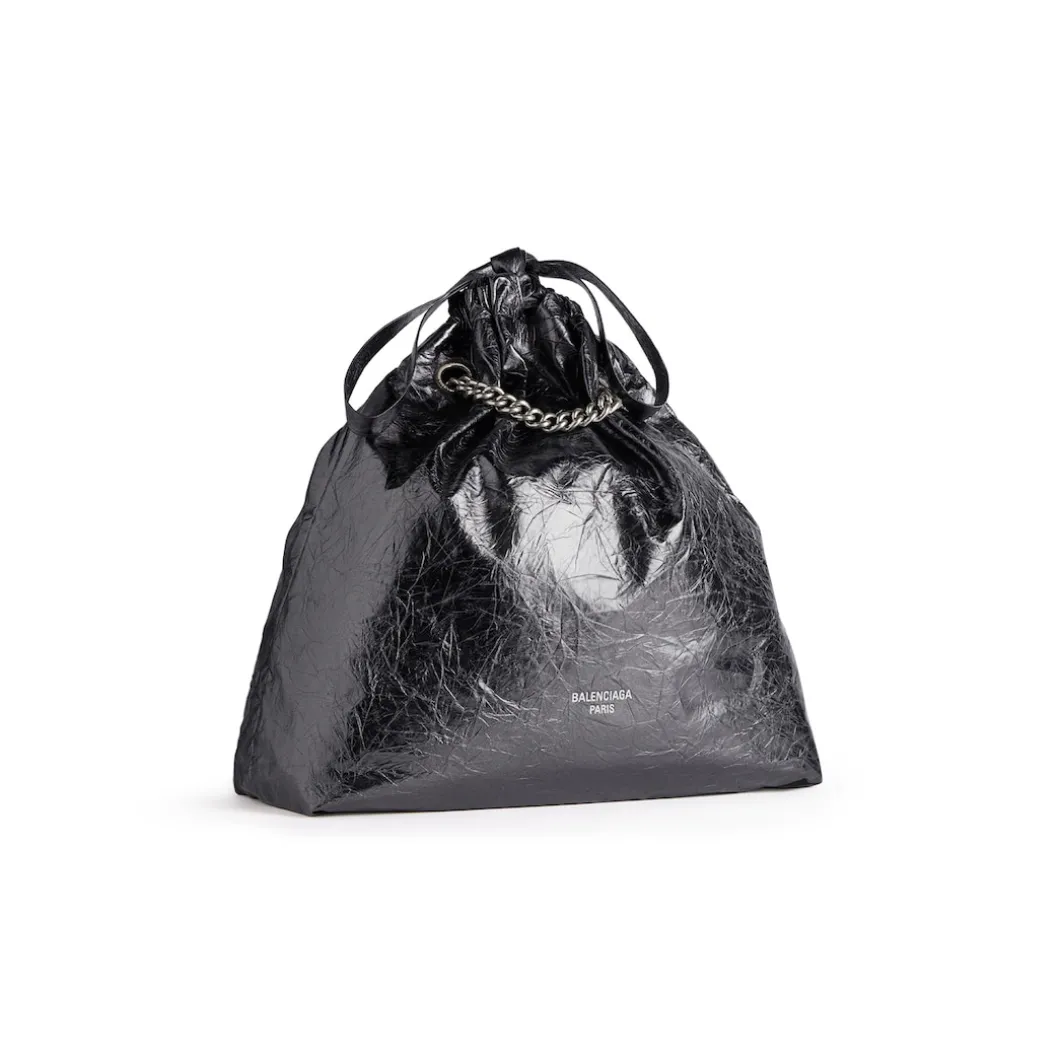 Borsa Tote Crush Media Metallizzata da Donna in Grigio