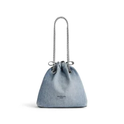 Borsa Tote Crush Piccola In Denim da Donna in Blu