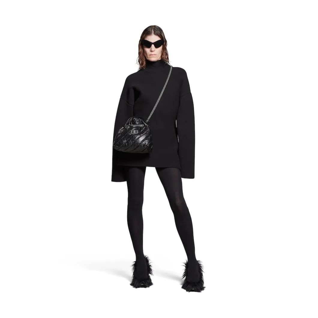 Borsa Tote Crush Piccola Trapuntata da Donna in Nero