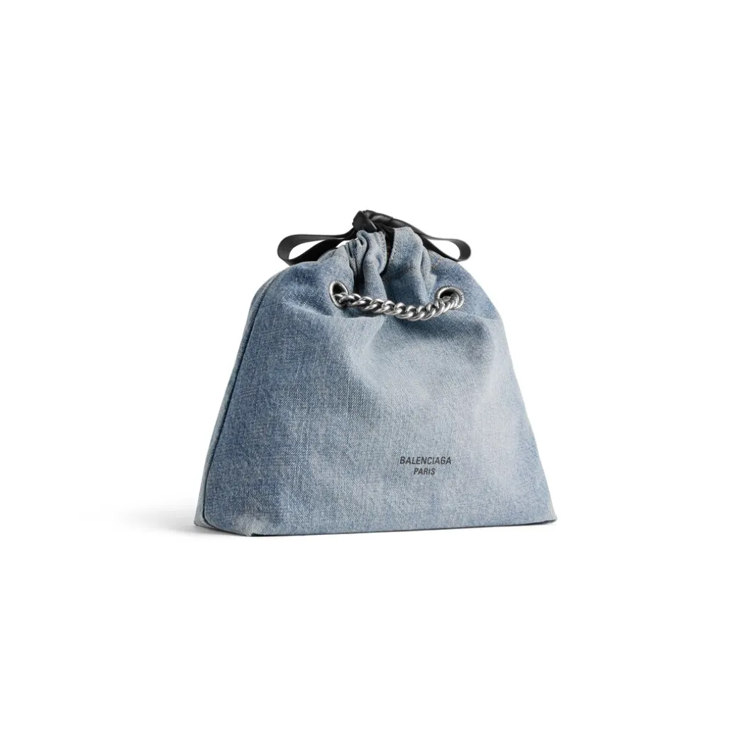 Borsa Tote Crush Piccola In Denim da Donna in Blu
