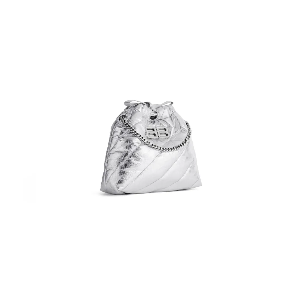 Borsa Tote Crush Xs Metallizzata E Trapuntata da Donna in Argento