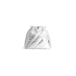 Borsa Tote Crush Xs Metallizzata E Trapuntata da Donna in Argento