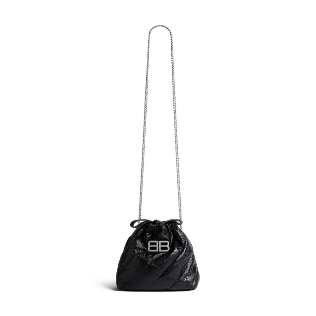 Borsa Tote Crush Xs Trapuntata da Donna in Nero