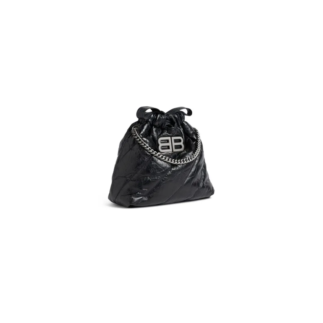 Borsa Tote Crush Xs Trapuntata da Donna in Nero