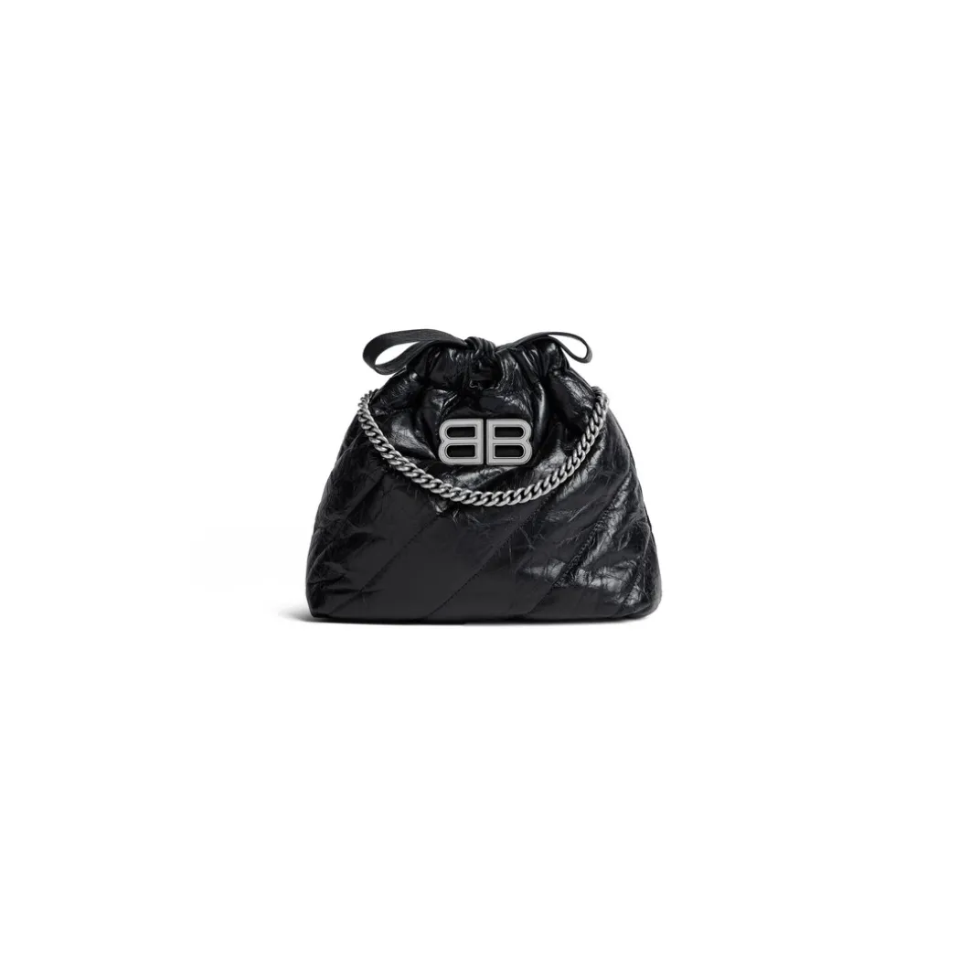 Borsa Tote Crush Xs Trapuntata da Donna in Nero