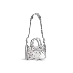 Borsa Tote Neo Cagole Piccola Metallizzata da Donna in Argento