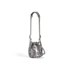 Borsetta A Secchiello Le Cagole Xs Bag Metallizzata Con Strass da Donna in Argento