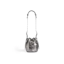 Borsetta A Secchiello Le Cagole Xs Bag Metallizzata Con Strass da Donna in Argento