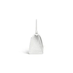 Borsetta Hourglass Con Lavorazione Coccodrillo da Donna in Bianco
