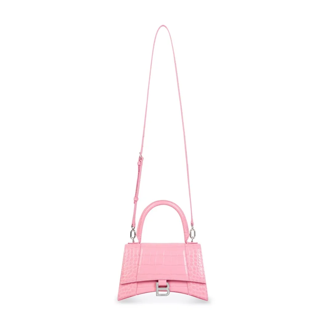 Borsetta Hourglass Con Lavorazione Coccodrillo da Donna in Rosa