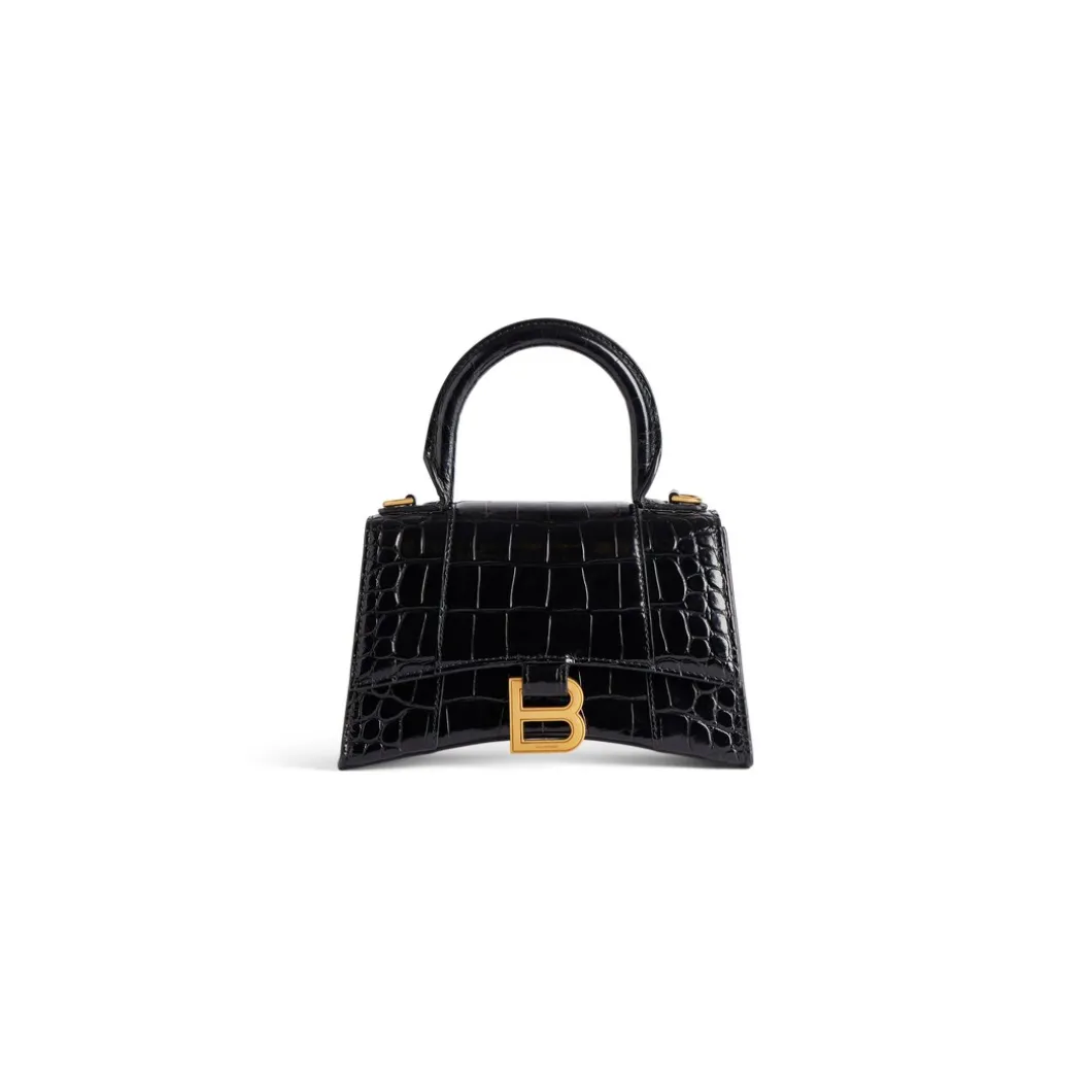 Borsetta Hourglass Xs Con Lavorazione Coccodrillo da Donna in Nero