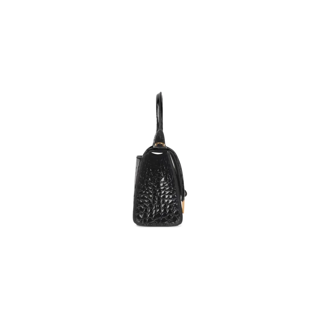 Borsetta Hourglass Xs Con Lavorazione Coccodrillo da Donna in Nero