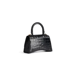 Borsetta Hourglass Xs Con Lavorazione Coccodrillo da Donna in Nero