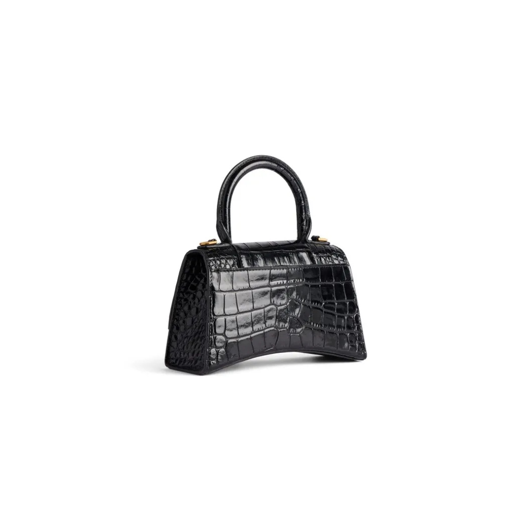Borsetta Hourglass Xs Con Lavorazione Coccodrillo da Donna in Nero