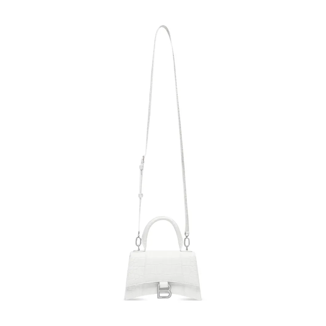 Borsetta Hourglass Xs Con Lavorazione Coccodrillo da Donna in Bianco