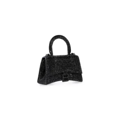 Borsetta Hourglass Xs In Pelle Di Vitello Nero Scamosciato Con Strass da Donna in Nero