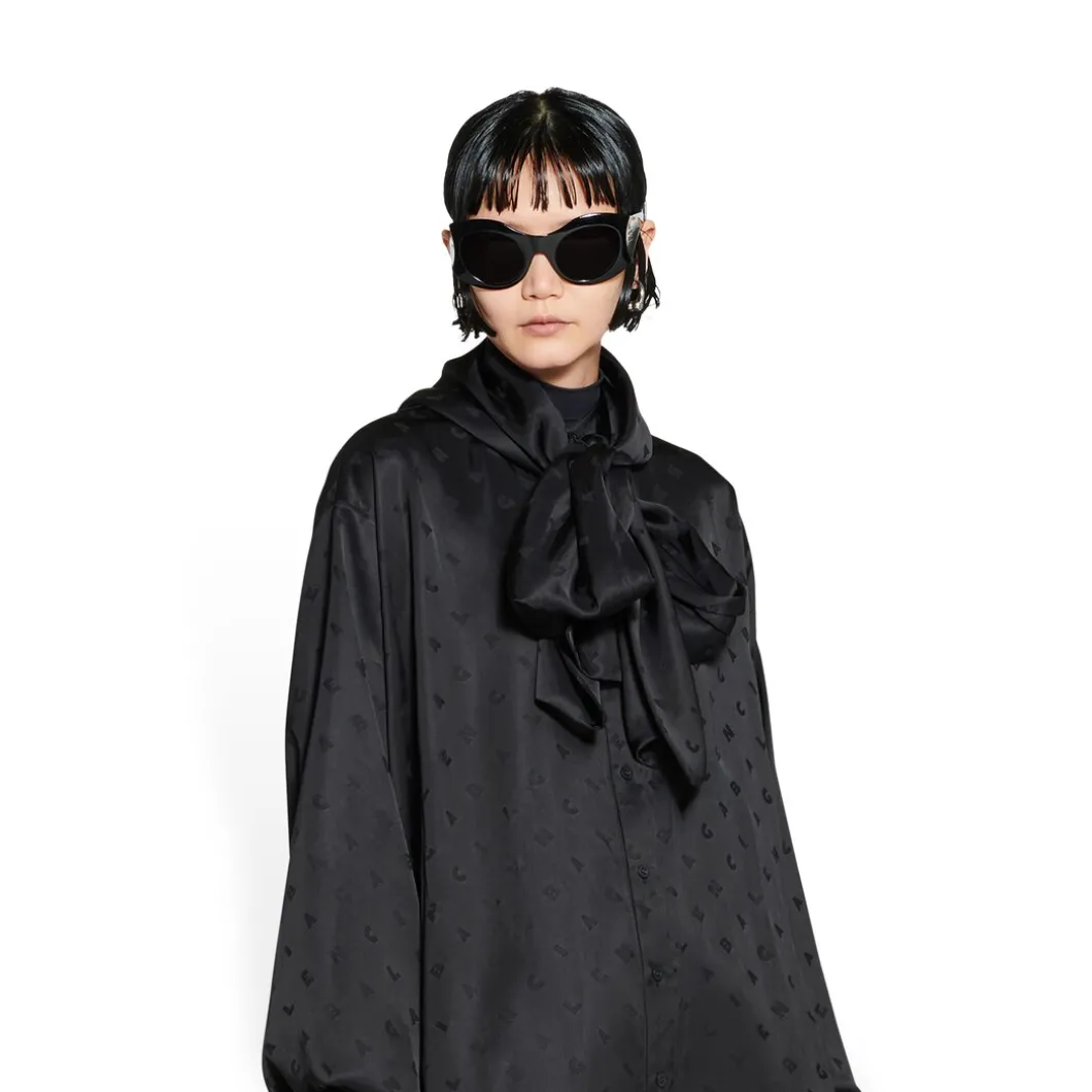 Camicetta Con Cappuccio Logo Letters All Over da Donna in Nero