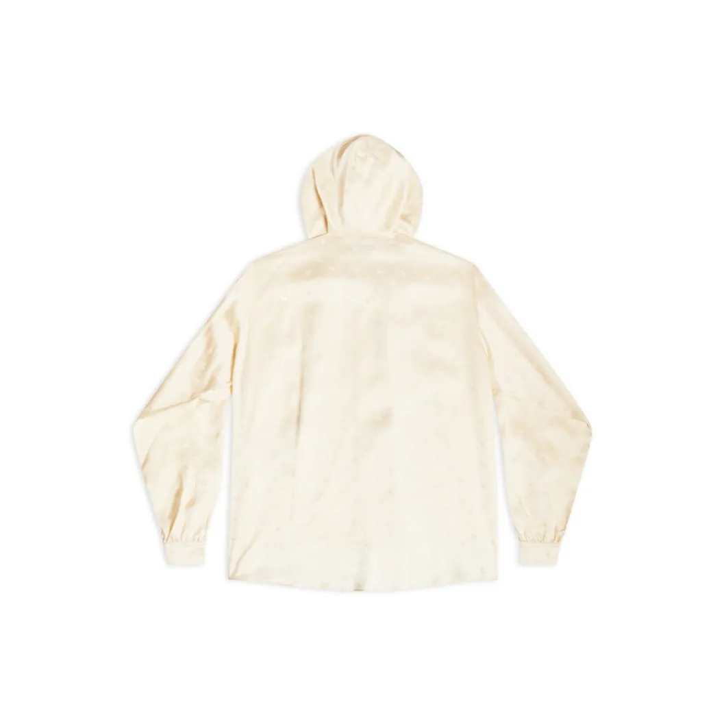 Camicetta Con Cappuccio Logo Letters All Over da Donna in Bianco Sporco