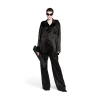 Camicia Con Strass Minimal Large Fit da Donna in Nero