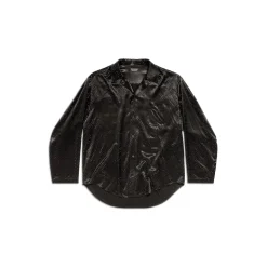 Camicia Con Strass Minimal Large Fit da Donna in Nero