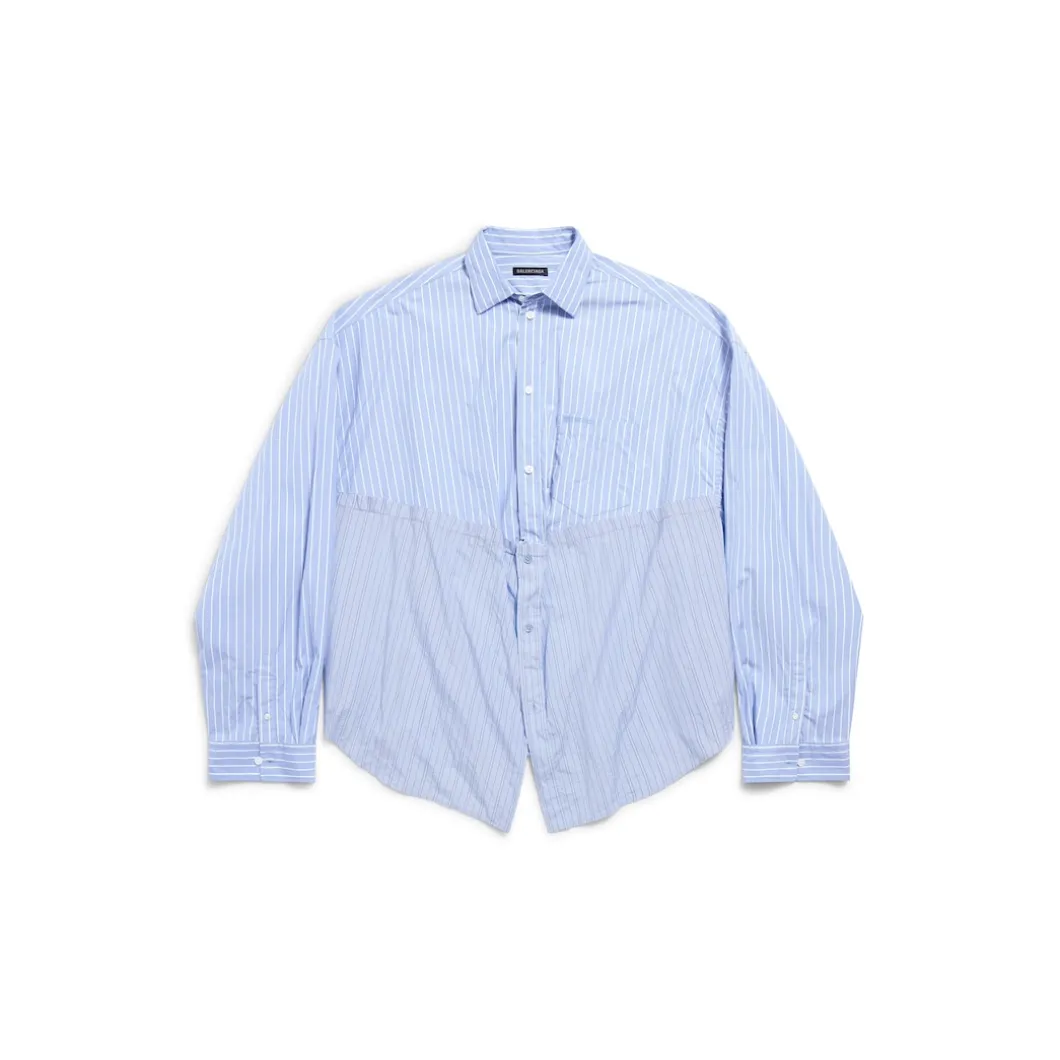 Camicia Cut Up Balenciaga Oversize da Donna in Azzuro/bianco