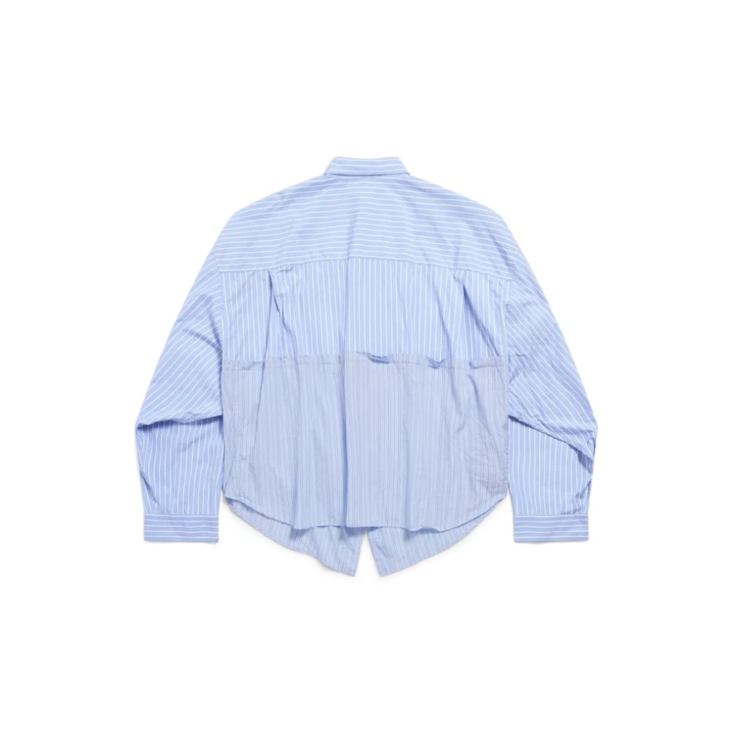 Camicia Cut Up Balenciaga Oversize da Donna in Azzuro/bianco