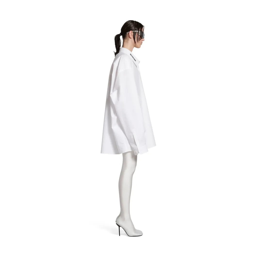 Camicia Dropped Neckline Balenciaga Oversize in Bianco