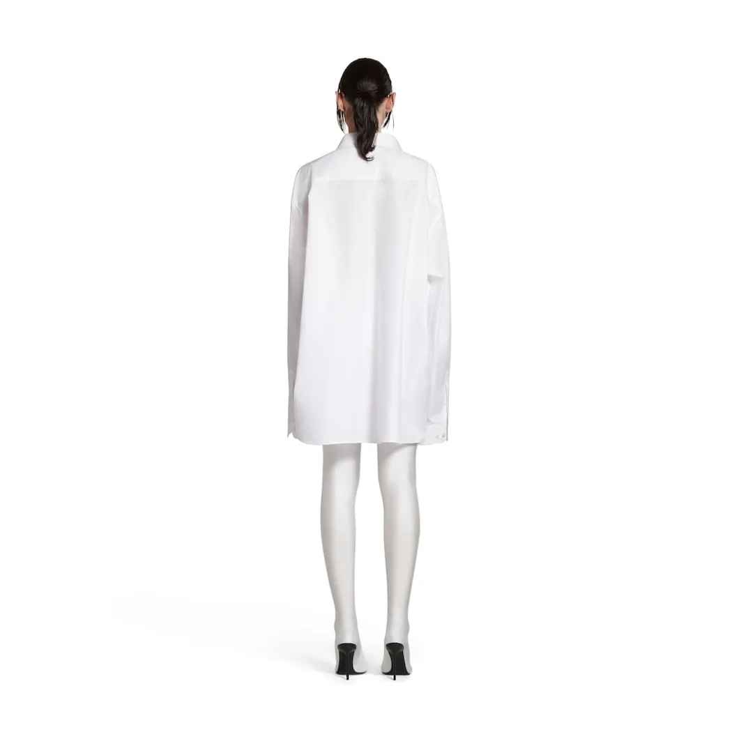 Camicia Dropped Neckline Balenciaga Oversize in Bianco
