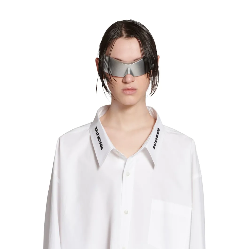 Camicia Dropped Neckline Balenciaga Oversize in Bianco