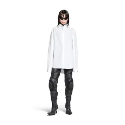 Camicia Kick Collar Large Fit da Donna in Bianco