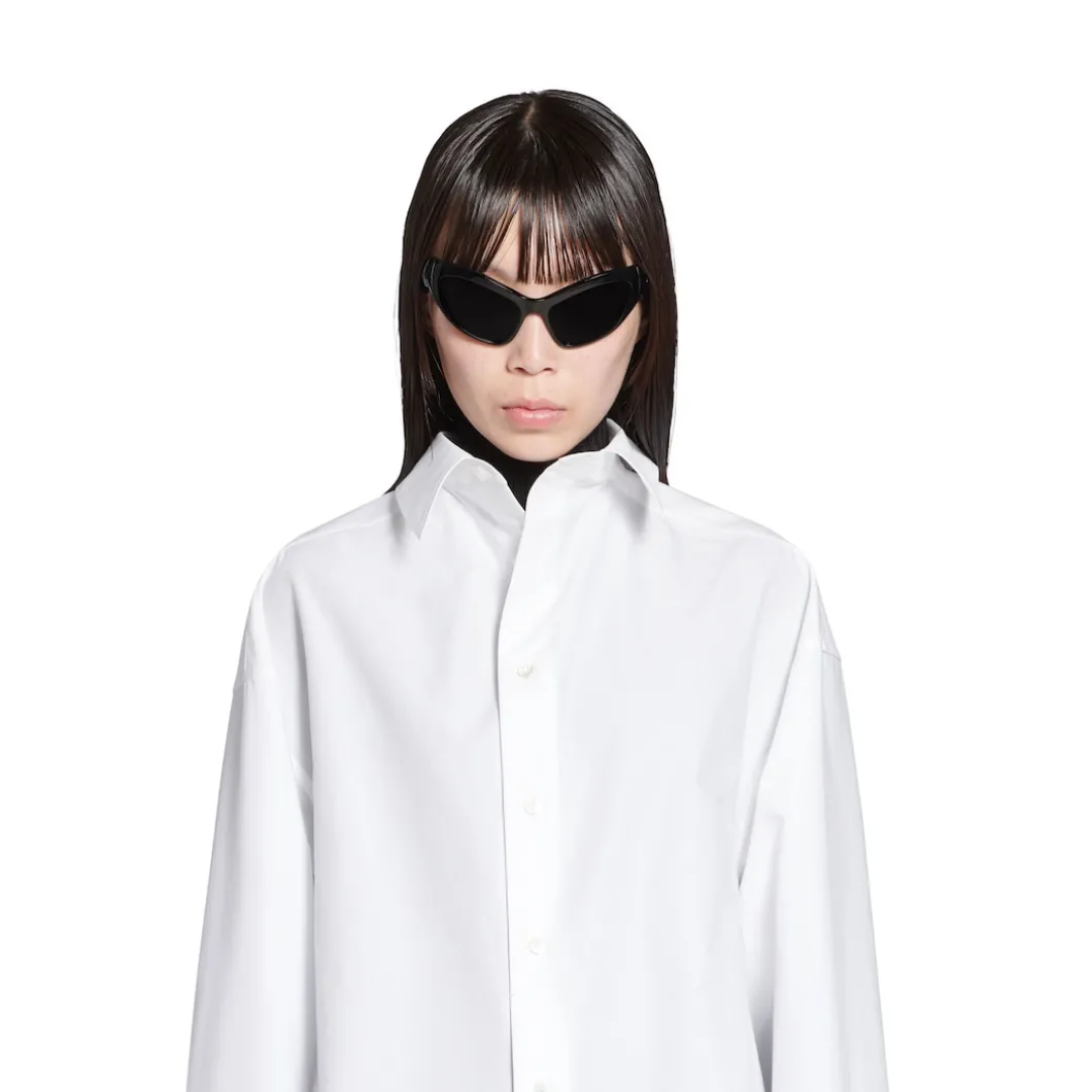 Camicia Kick Collar Large Fit da Donna in Bianco
