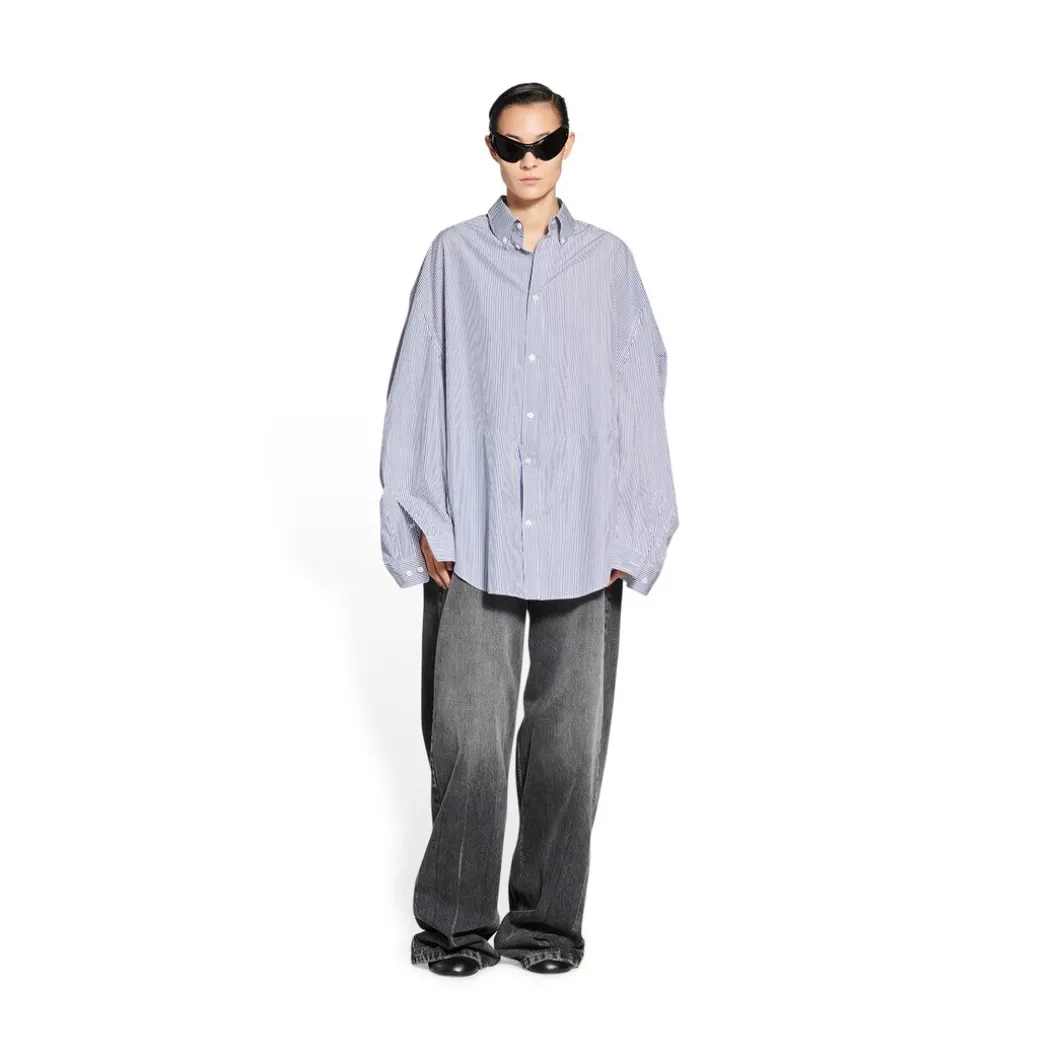 Camicia Twisted Sleeve da Donna in Blu
